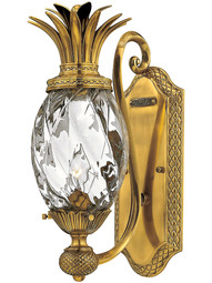 Pineapple Wall Sconce With Clear Optic Glass in Burnished Brass.